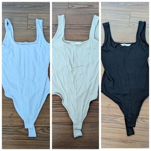 XS corset bodysuit tank black + white + cream